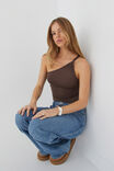 Luxe Jessica One Shoulder Top, ESPRESSO BROWN - alternate image 5