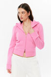 Fifi Shrunken Zip Hoodie, Y2K PINK - example image 1