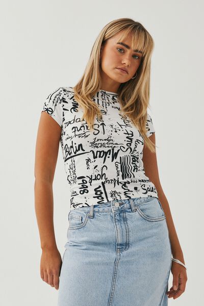 Brandi Graphic T Shirt, WINTER WHITE/GRAFFITI
