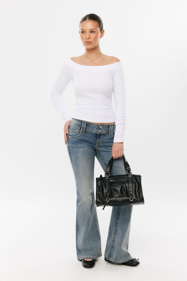 Wesley Long Sleeve Top, WHITE