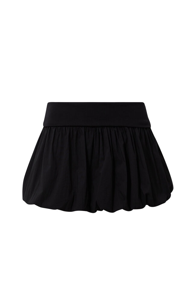 Foldback  Bubble Mini Skirt, BLACK