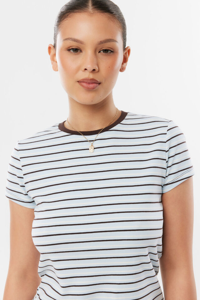Nina Tee, DAYLIGHT BLUE/BROWN CREAM STRIPE