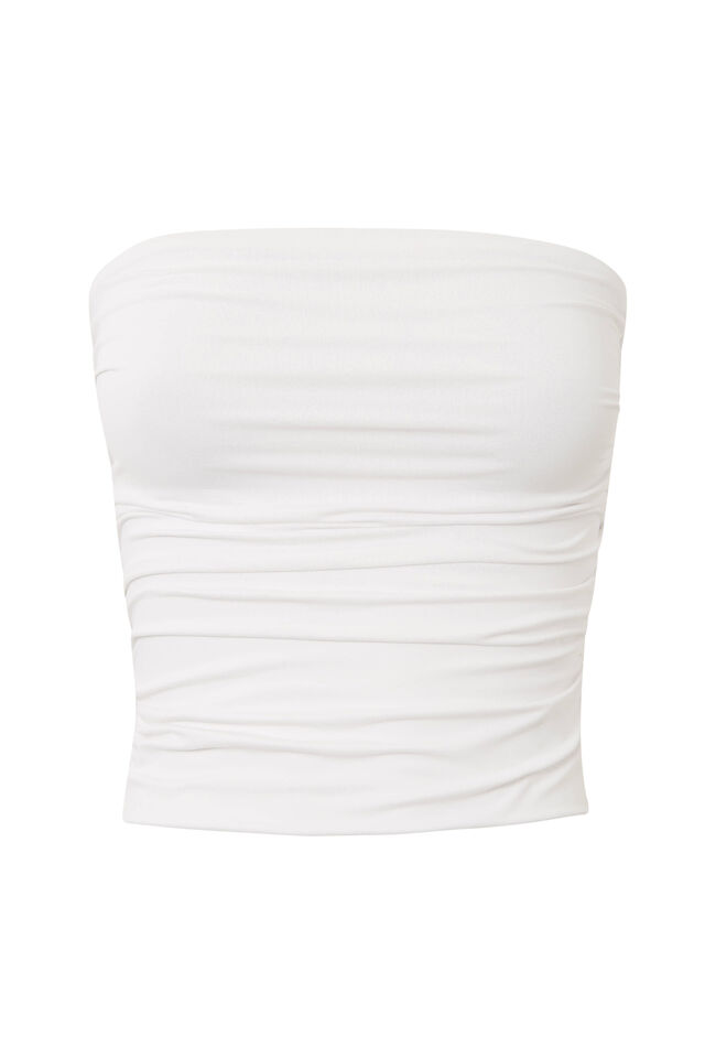 Luxe Ruched Bandeau, WHITE