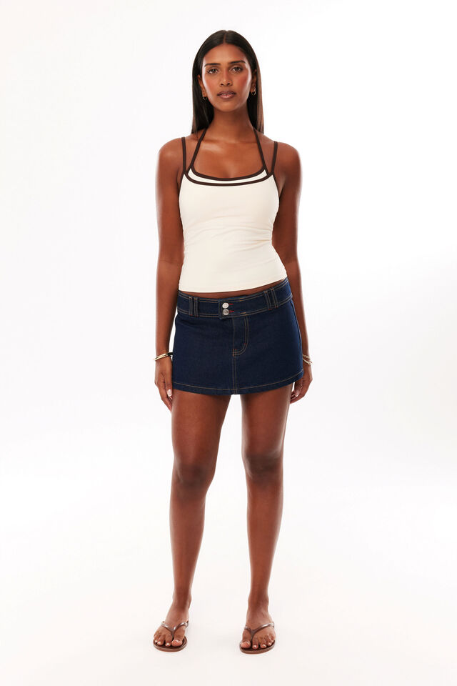 Luca Wide Waist Denim Mini Skirt, NOIR INDIGO