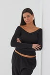 Rebecca Long Sleeve Top, BLACK - alternate image 5