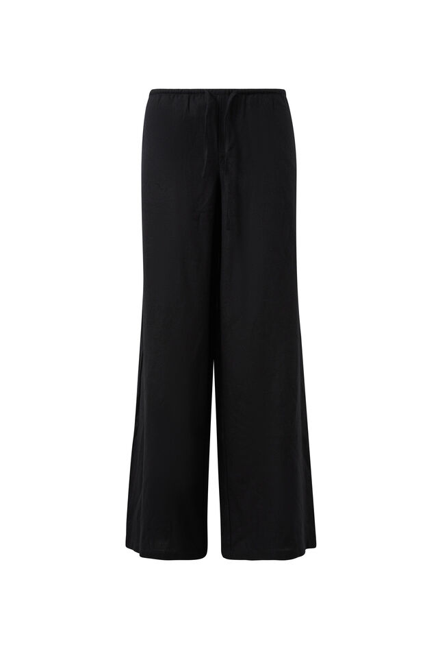 Marley Low Rise Linen Pant, BLACK