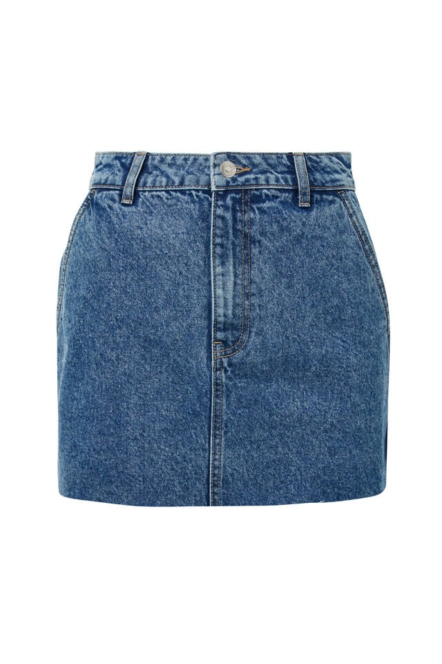 Carpenter Denim Mini Skirt, OCEAN BLUE