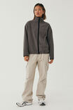 Darcie Contrast Polar Fleece Jacket, CHROME GREY/BLACK - alternate image 1
