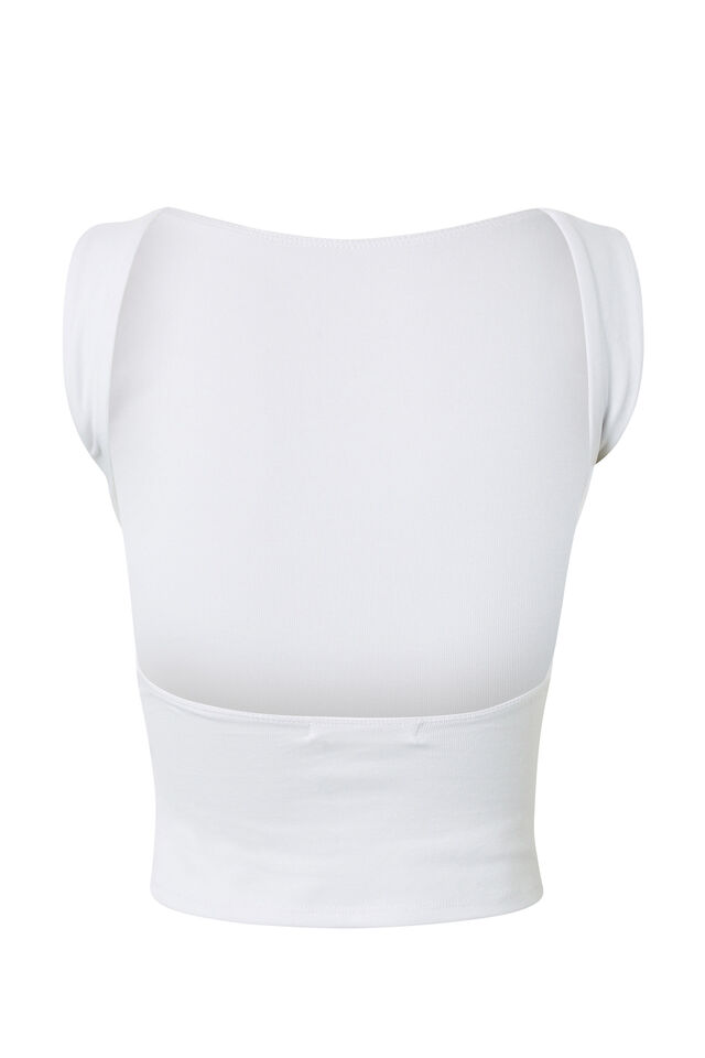 Tara Rib Backless Tank, WHITE