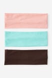 Headband 3 Pack, GLAZE BROWN/JELLY MINT/SUNSET CORAL - example image 1