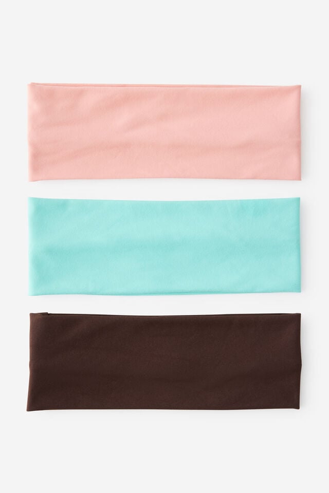 Headband 3 Pack, GLAZE BROWN/JELLY MINT/SUNSET CORAL