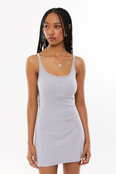 Lulu Scoop Neck Mini Dress, GREY MARLE