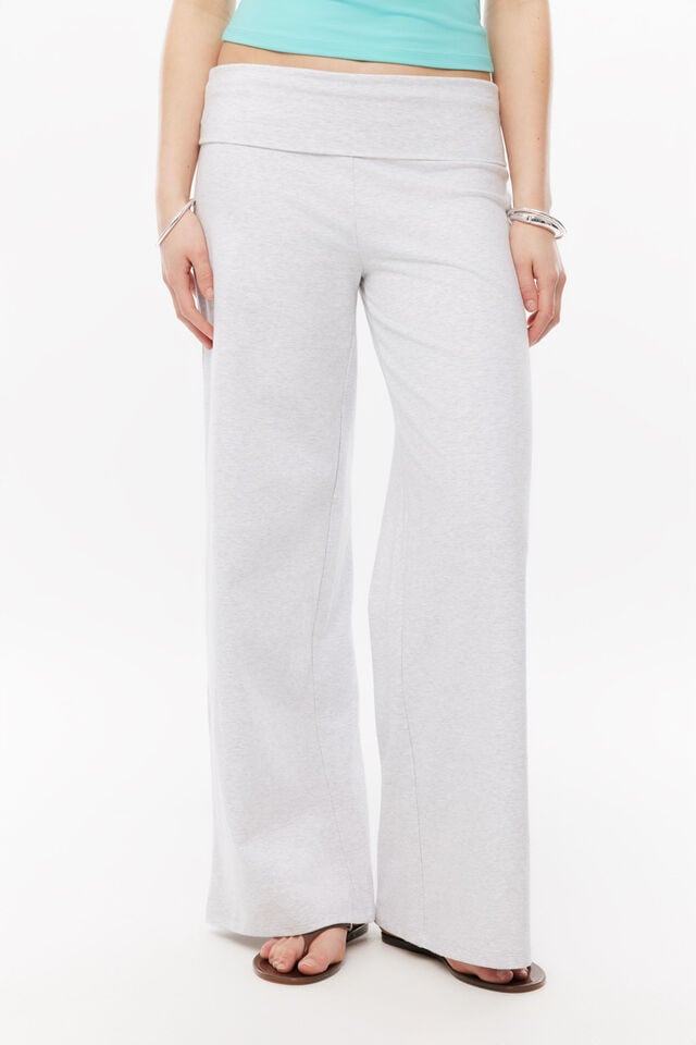 Fold Back Wide Leg Pant, SNOW MARLE