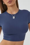 Luxe Cropped Short Sleeve Top, OXFORD NAVY - alternate image 4