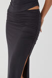 Soft Ruched Split Maxi Skirt, BLACK - alternate image 4
