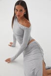 Soft Ruched Split Maxi Skirt, GREY MARLE - alternate image 2
