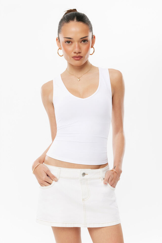 Willow Stretch Denim Mini Skirt, CLEAN WHITE/STARS