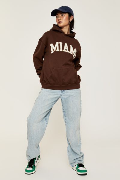 Paige Oversized Printed Hoodie, CHOC TOP/MIAMI ARCH
