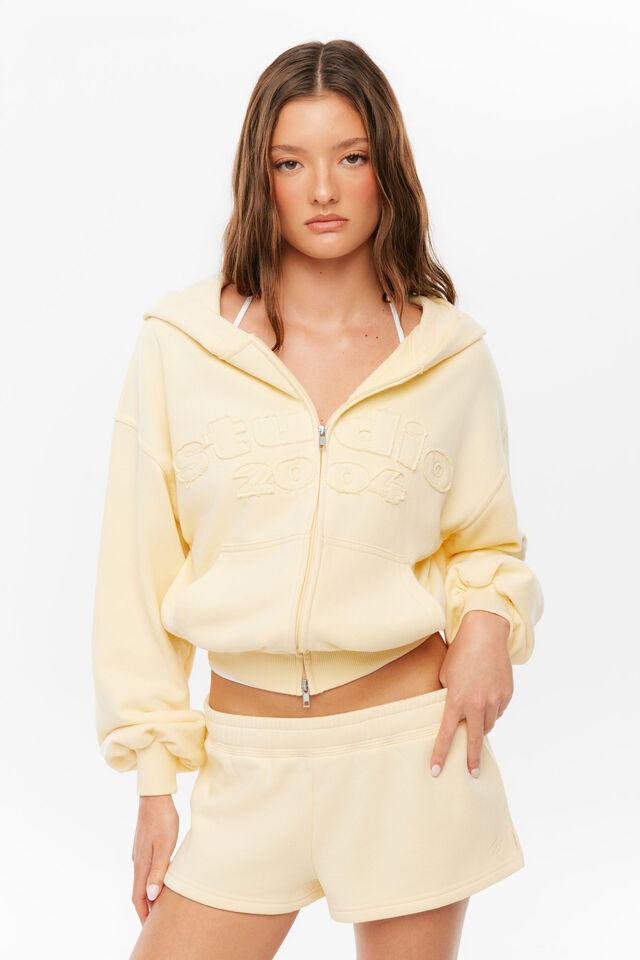 Josie Slouch Zip Hoodie, BABY YELLOW/STUDIO 2024