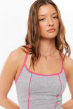 Active Cross Over Halter Top, GREY MARLE/HYPER PINK - example image 4