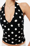 Smooth Demi Halter Top, BIANCA SPOT BLACK CREAM - example image 4
