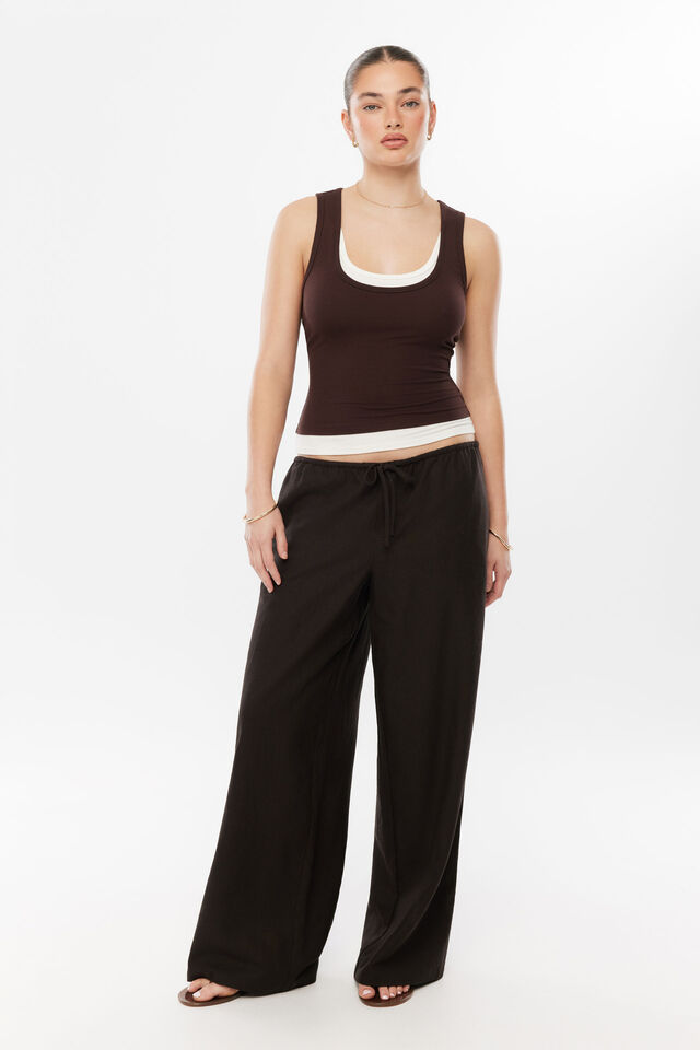 Marley Low Rise Linen Pant, BRONX BROWN