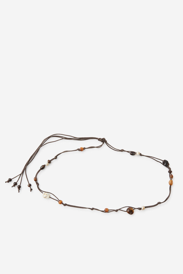 Orla Beaded Tie Belt, CHOC/TONAL
