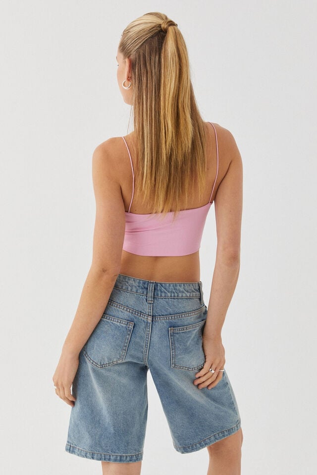 Luxe Cropped V Neck Cami, PINK WHIP