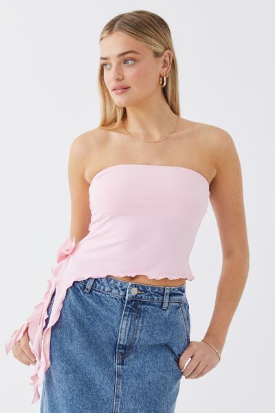 Luxe Strapless Frill Top, BABY PINK