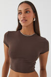 Luxe Cropped Short Sleeve Top, ESPRESSO BROWN - alternate image 4