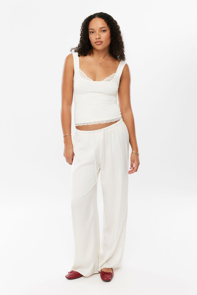 Luna Satin Pant, CREAMY WHITE