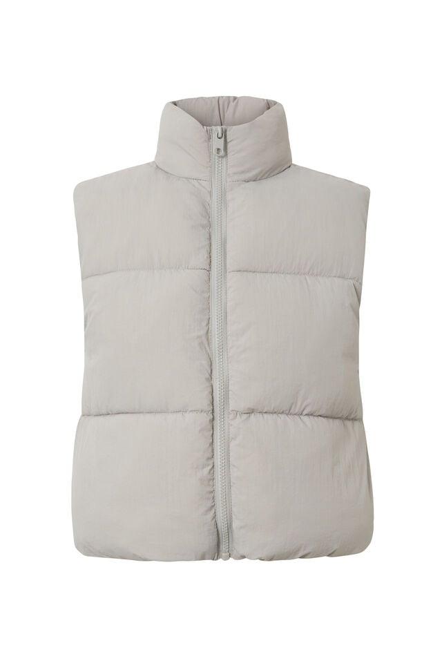 Recycled Puffer Vest, GRAVEL GREY