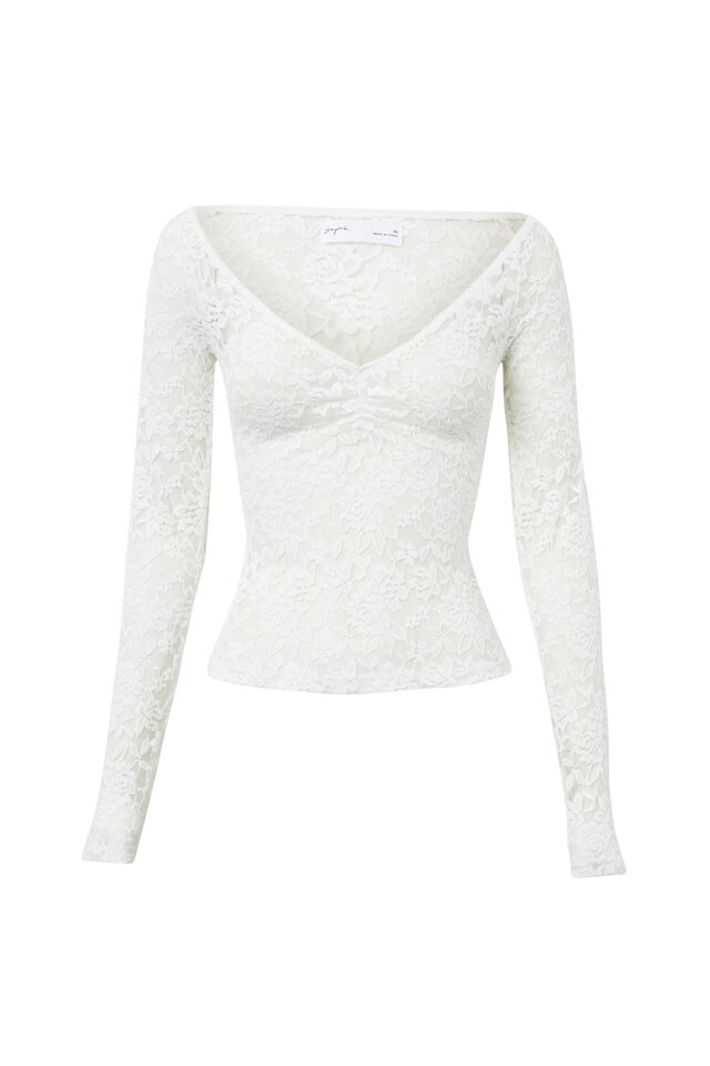 Annie Lace Long Sleeve Top, SUMMER WHITE