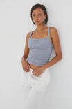 Luxe Ruched Sleeveless Top, BLUE GREY - alternate image 5