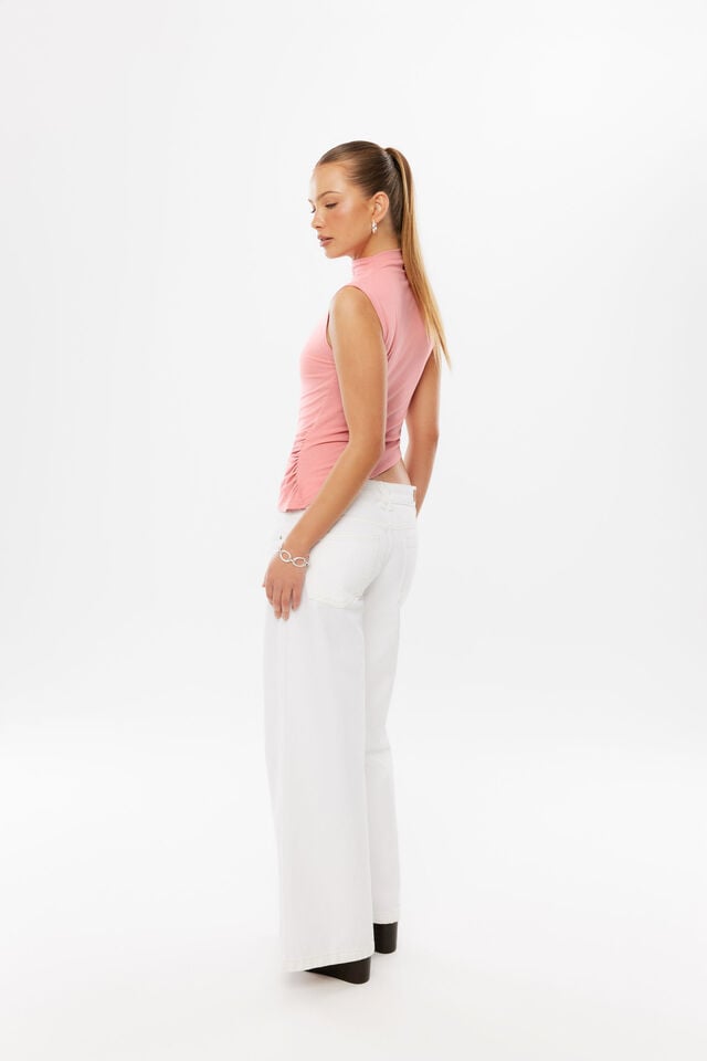 Dahlia Draped Top, SUNSET CORAL
