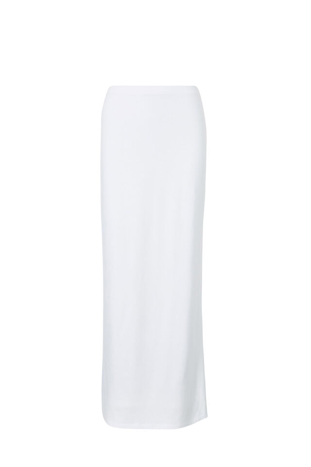 Soft Hipster Maxi Skirt, WHITE