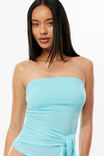 Soft Callie Strapless Tie Top, GLOSSY AQUA - example image 2
