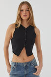 Gemma Knitted Button Through Vest, BLACK - alternate image 2