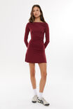 Catie Long Sleeve Ruched Mini Dress, DEEP CHERRY - alternate image 1