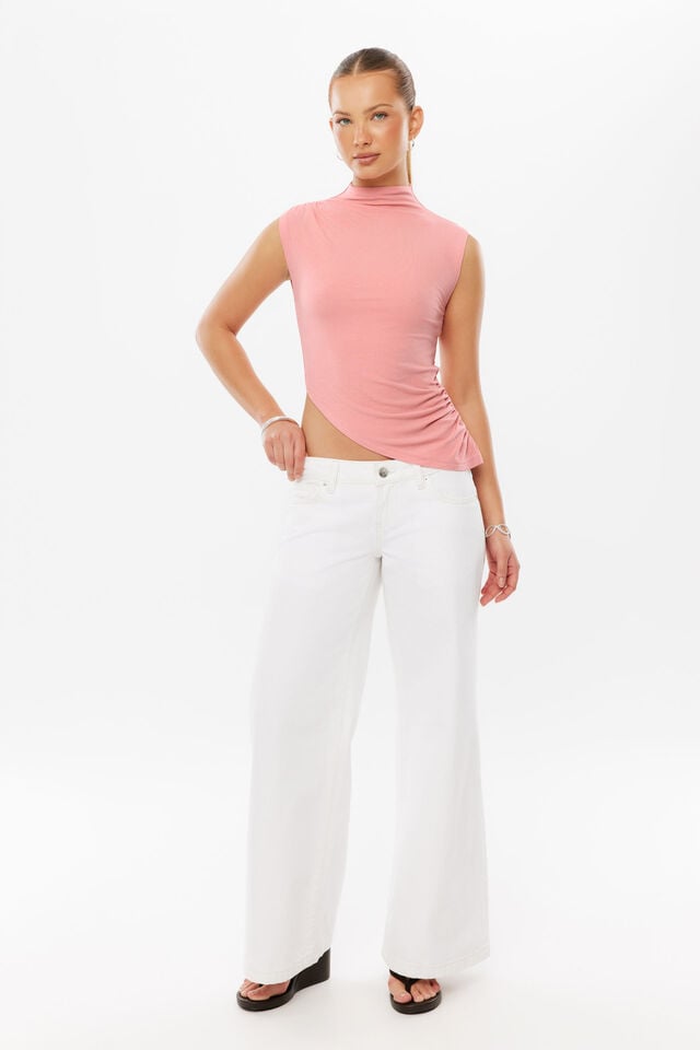 Dahlia Draped Top, SUNSET CORAL