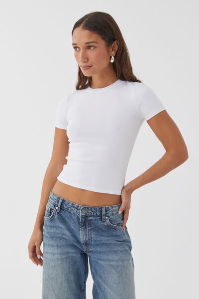 Cotton Fitted Tee, WHITE