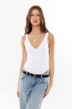 Luxe V Neck Bodysuit, WHITE - alternate image 1