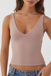 Luxe V Neck Tank, TOFFEE TAUPE - alternate image 4
