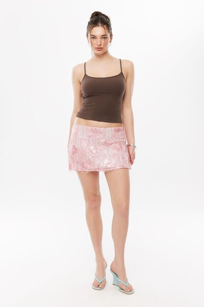 Jovie Sequin Mini Skirt, PIXEL PINK