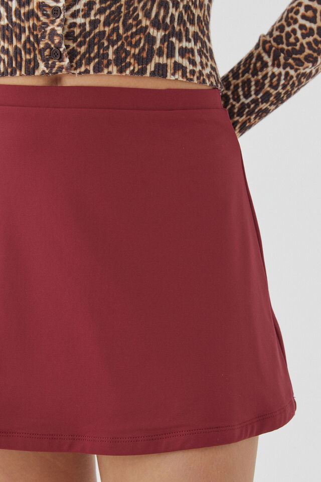 Luxe A-Line Mini Skirt, DEEP CHERRY