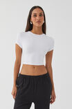 Luxe Cropped Short Sleeve Top, WHITE - alternate image 2