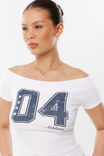 Philo Off Shoulder Graphic Tee, WHITE/4 ATHLETICS - example image 2