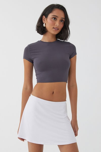 Luxe A-Line Mini Skirt, WHITE