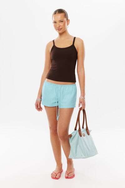 Marley Low Rise Linen Short, GLOSSY AQUA