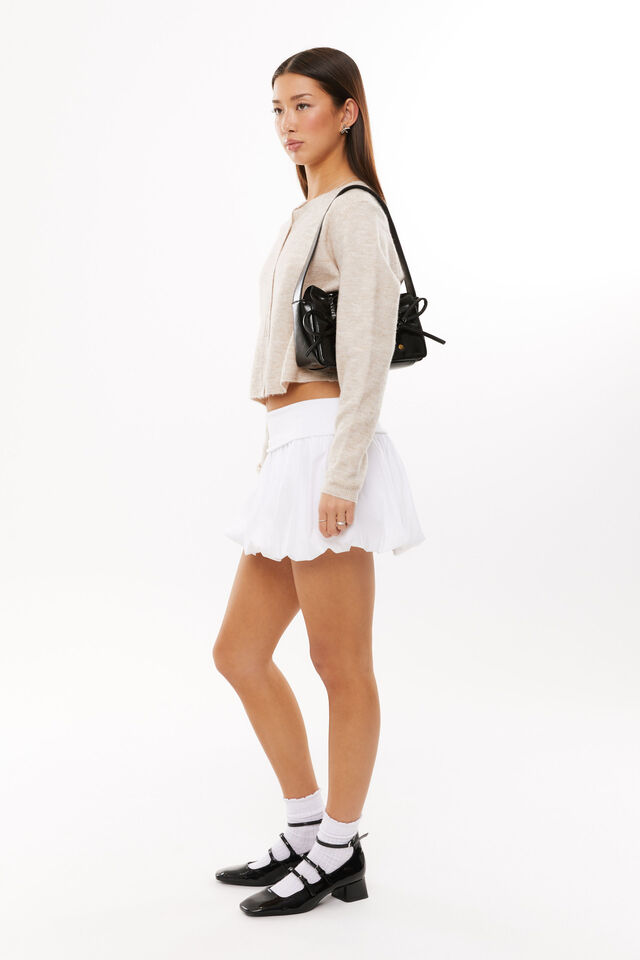 Foldback  Bubble Mini Skirt, WHITE